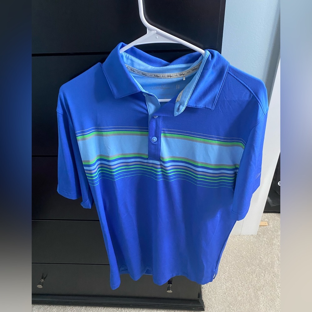 Blue and green striped Golf T
